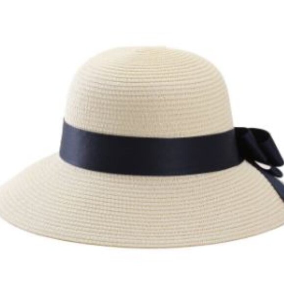 Fashion Woman Sun Hats Wide Brim Foldable Bowknot Hand Made Straw Hat Casual Bea - Picture 1 of 1